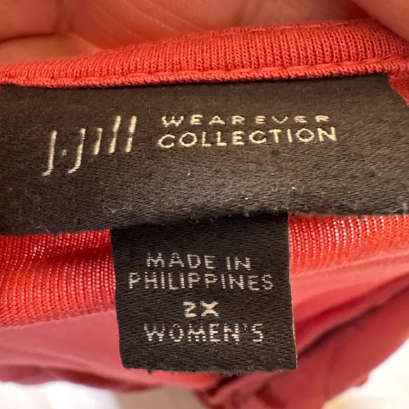 J. Jill Wearever Terracotta Red Faux Wrap V-Neck 3/4 Sleeve Top 2X Y2K Babydoll - Picture 5 of 8